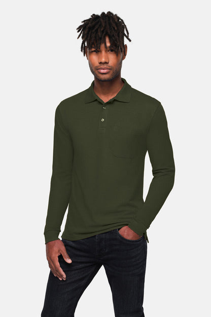 HAKRO Pocket-Longsleeve-Polo MIKRALINAR® ECO - Olive - 5