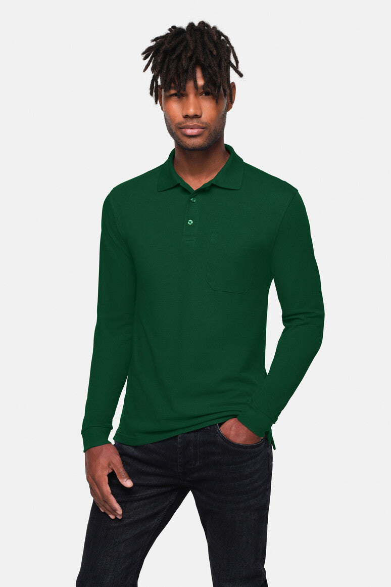 HAKRO Pocket-Longsleeve-Polo MIKRALINAR® ECO - Tanne - 5