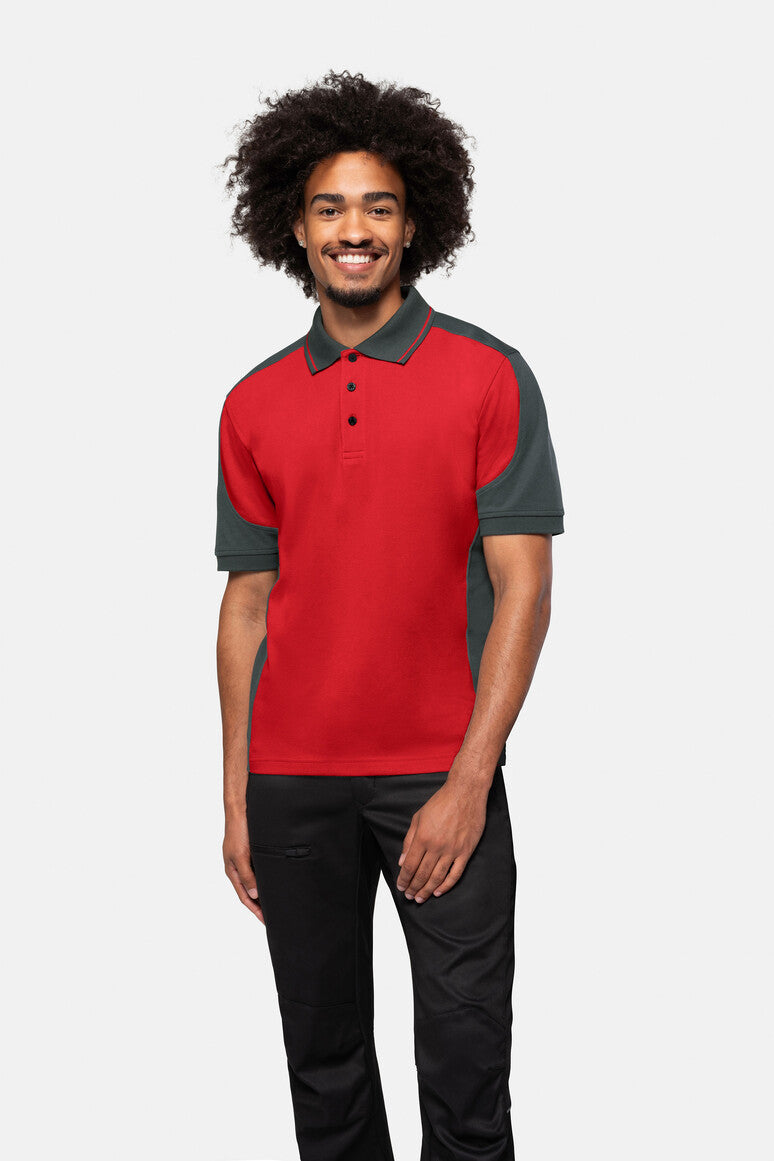 HAKRO Poloshirt Contrast MIKRALINAR® - Rot/anthrazit - 5